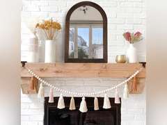 LOSOUR Arched Mirror, Farmhouse Decor Solid Wood Frame Wall Mirror, Bathroom Mirrors, Large Vintage Mirror for Bathroom, Living Room,Bedroom, Entryway, Hallway,Foyer (Coffee, 20inch*30inch) 60