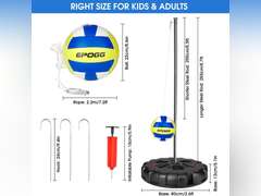 (See pictures, the ball is damaged)Tetherball Set with Base - Outdoor Portable Tetherball Set with Balls/Pump/Cord/Stakes/Heavy Duty Poles, Family Fun Outdoor Activity Tetherball Set for Outdoor Backyard Lawn Beach 140