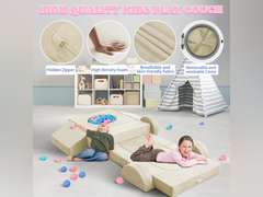 16Pcs Modular Kids Play Couch,Kid Furniture Foam Sofa for Playroom,Kids Couch Building Fort, Convertible Foam Sofa Cushion for Boys and Girls (Beige) 120