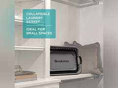 Brookstone 11 Gallon Collapsible Plastic Laundry Basket, Portable Pop-up Hamper, Foldable Storage Container, Washing Tub, Dark Gray 30