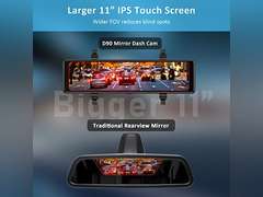 NexiGo D90 True 4K Mirror Dash Cam with Dual Sony_Sensors, 12 Inch IPS Full Touch Split Screen, Super Night Vision, G-Sensor & Emergency Recor 250
