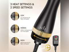 Hair Dryers Brush, 3 in 1 Hot Air Brushes Brush for Blowing, Straightening, Curling with ALCI Safety Plug One Step Hair Dryer & Volumizer Negative Ionic Technology for All Type Hair(Gold) 77