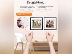 14x14 Square Frame Display Picture 10x10 or 5x7 with Mat or 14x14 without Mat, Solid Wood Acrylic Cover Photo Poster Frames for Gallery Wall Mounting Home D cor Gift, (2 Pack, Black) 37
