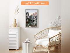 16x24 Wood Frame Grey, Rustic Natural 24x16in Woodgrain Picture Poster Frame, Modern Gray 16 x 24inch Gallery Wall Pic Photo Frame with HD Plexiglass, Horizontal Vertical Wall Mounting Display 1pcs 32