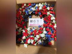 24 Inch Patriotic Wreaths for Front Door, 4th of July Wreath Summer Forsythia Wreath for Memorial Day Independence Day Farmhouse Porch Window Door Decor 50
