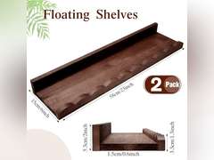 Suzile 2 Pcs Scalloped Shelves Wall Floating Shelves Set for Room, Bathroom, Bedroom, Cute Room Decor Aesthetic and Books, Toys, Photo Frames Storage(23",Walnut Brown) 47