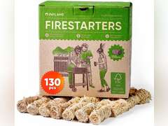 Inflame Fire Starters 130 pcs Fire Starters for Campfires, Grill, BBQ, Fireplace, Woodstove - Charcoal Starter - Waterproof, Weather-Resistant - Natural Wood Fireplace Starters 30