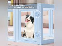 Clear Acrylic Dog Playpen,Transparent DIY Dog Pen,Easy Assembly and Disassembly,Indoor and Outdoor Use,Simple Cleansing Fence (Sky Blue, 60CM, 10 Panel) 179