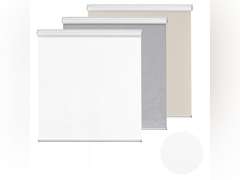 ChrisDowa Cordless 100% Blackout Roller Shade, with Striped Jacquard, Thermal Insulated, UV Protection Fabric, Total Blackout Blinds for Window, French Doors, Home and Office. White, 44" W x 72" H 66