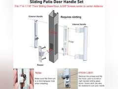 Sliding Glass Door Handle Set with Lock - Easy to Install,Patio Sliding Door Handle Fits for 1 to 1-1/8 Door Thickness,6-5/8" Screw Hole Spacing,Perfectly Replacement for Old Handle(Black) 23