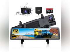 NexiGo D90 True 4K Mirror Dash Cam with Dual Sony_Sensors, 12 Inch IPS Full Touch Split Screen, Super Night Vision, G-Sensor & Emergency Recor 250