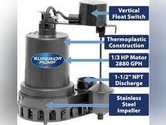 Superior Pump 92072-U 1/3 HP Remote Sink Drain Pump System, Black 263