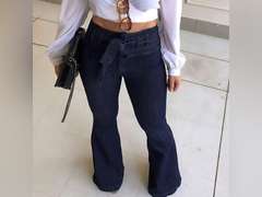 Pantete Womens High Waisted Bell Bottom Jeans Denim High Rise Flare Jean Pants with Wide Leg and Belt size S 37