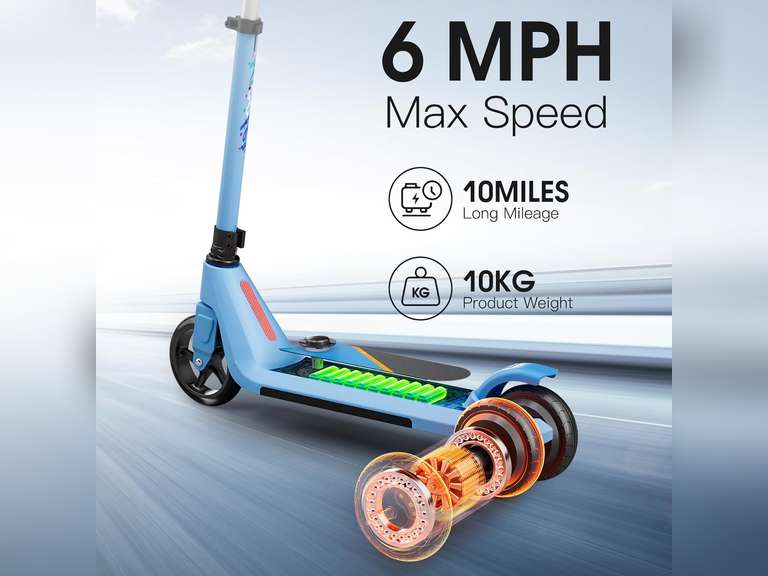 Electric Scooter for Kids Age of 6-10, Kick-Start Boost Kids Scooter with Adjustable Speed and Height, Kids Scooter with Flash Wheel & Deck Lights 96