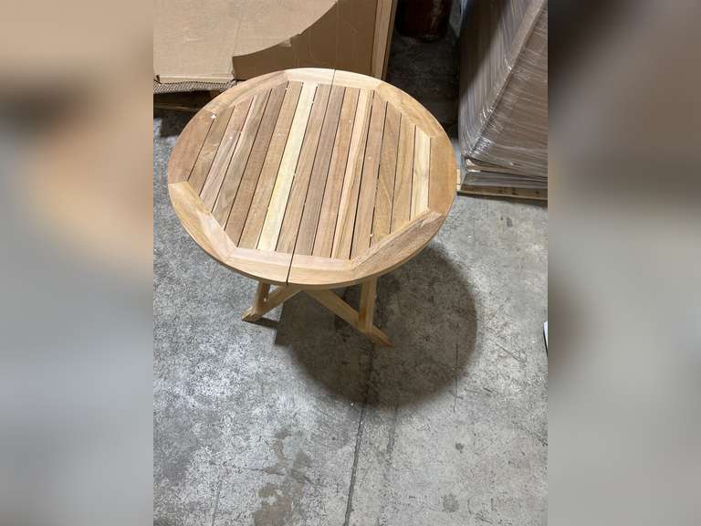 YITAHOME Teak Wood Outdoor Side Table, Patio Folding Round End Table with Metal Buckles and X-Frame, Outdoor Bistro Table Ideal for Backyard Patio Garden Living Room Kitchen, Easy to Carry 41