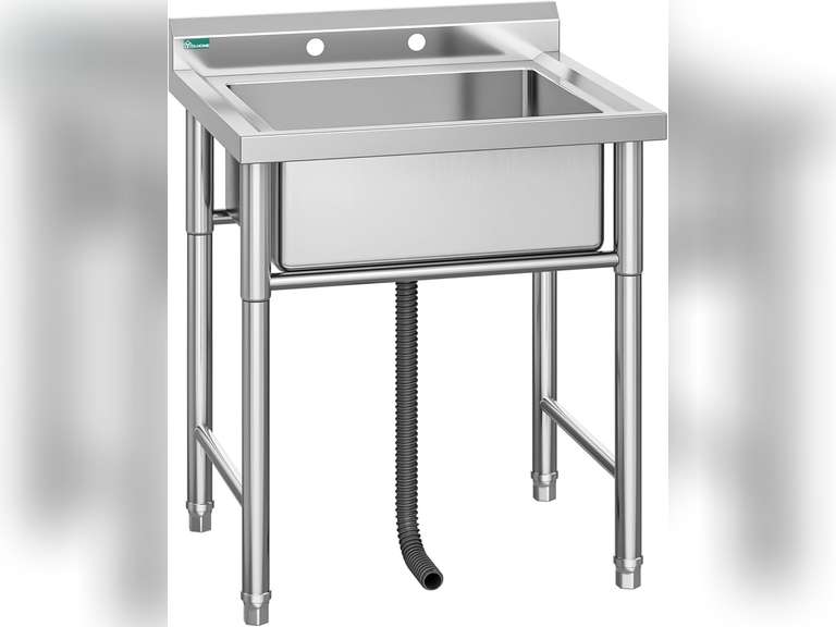 YITAHOME 29 Utility Kitchen Sink Free Standing Single Bowl with Pipe NSF Stainless Steel Commercial Sink for Laundry Room Bathroom Farmhouse Garage Indoor Outdoor 210