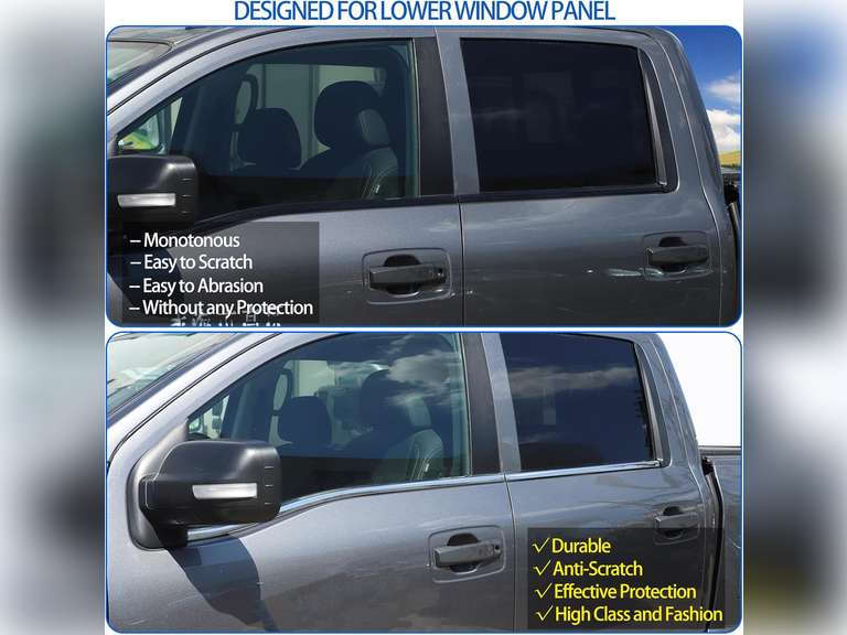 Door Window Moulding Trim Compatible with Nissan Titan 2016-2023, Stainless Lower Window Seal Strip, Car Outside Anti-Scratch Seal Belt, 4PCS 56