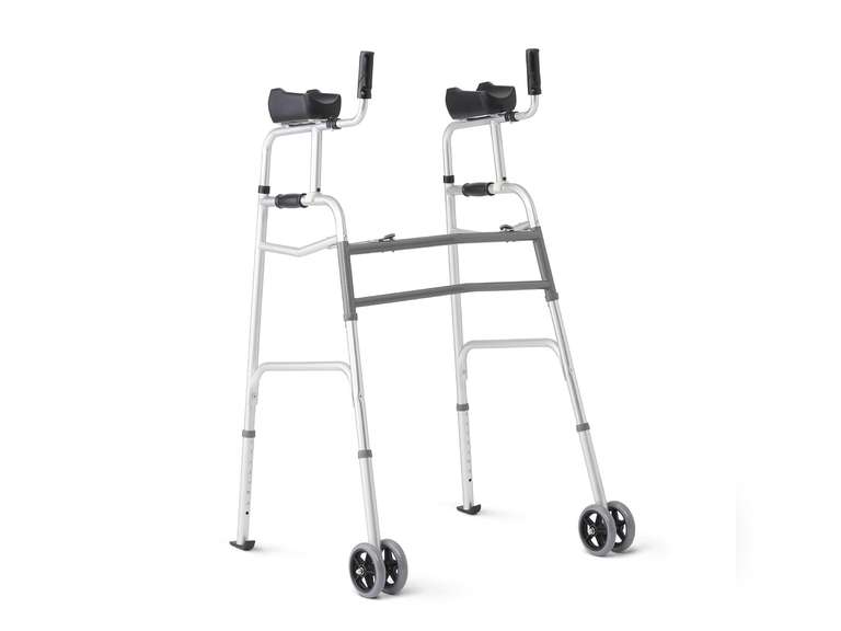 Medline Upright Walker with 5 Dual Wheels, Forearm Walker with Armrests, Height Adjustable, 300lb Weight Capacity 90