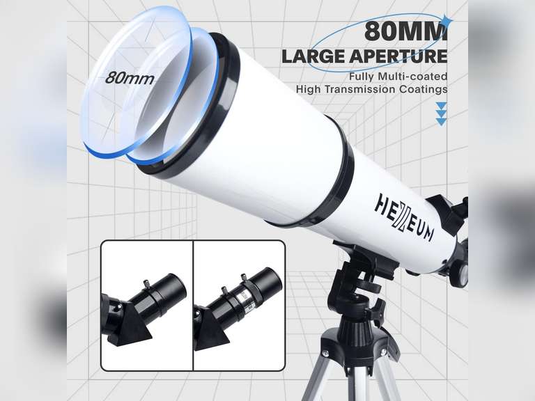 Telescope 80mm Aperture 600mm - Astronomical Portable Refracting Telescopes Fully Multi-Coated High Transmission Coatings AZ Mount with Tripod Phone Adapter, Wireless Control, Carrying Bag. 90