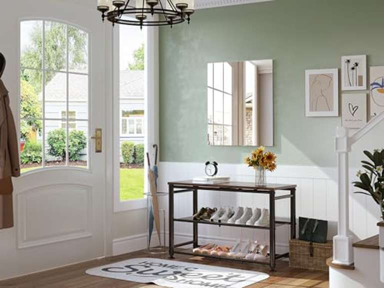 (Similar model). Bonita EM1009A-DTP 24x17,5 Bathroom Mirrors for Over Sink, Large Tempered Glass Square Wall Mirror, Frameless Vanity Mirror for Gym, Yoga, Living Room, Bedroom, Entryway 80