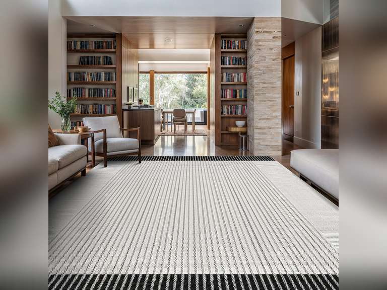 Modern Micro Loop Indoor Area Rugs for Living Room Bedroom Kitchen Geometric Striped Black-White 8x10 Luxury Durable Low and High Pile Non-Shedding Stain Resistant Soft Area Carpet 6*9 190