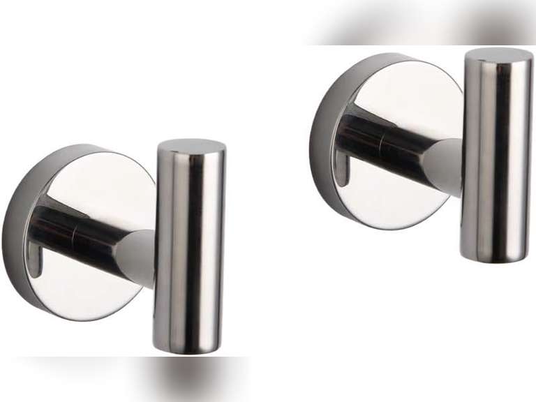 GERZWY Bath Towel Hook SUS 304 Stainless Steel Coat/Robe Clothes Hook for Bath Kitchen Modern Hotel Style Wall Mounted 2 Pack Polished Chrome AG-1107B-JG 17