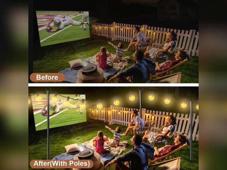 6 Pack String Light Poles for Outside, 10ft Heavy-Duty Metal Light Poles for Outdoor String Lights with Fork, Adjustable Lighting Stand for Patio Decor Backyard Pergola Garden Deck Porch Decorations 59
