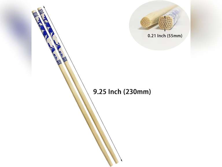 (SIMILAR MODEL) 180 Pairs 9 Inch Disposable Chopsticks, Separated Sleeved Individually Wrapped Disposable Bamboo Chopsticks, Bamboo Wooden for Noodles, Sushi, Asian Food 20