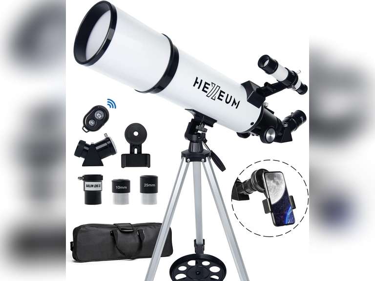 Telescope 80mm Aperture 600mm - Astronomical Portable Refracting Telescopes Fully Multi-Coated High Transmission Coatings AZ Mount with Tripod Phone Adapter, Wireless Control, Carrying Bag. 90