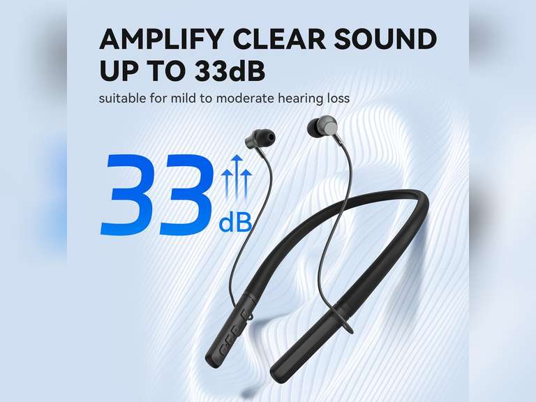 neckband hearing amplifier,Bluetooth Hearing Aids for Seniors With Noise Cancelling, Digital Hearing Amplifier for Seniors Adults with Volume Control. (deep black) 53