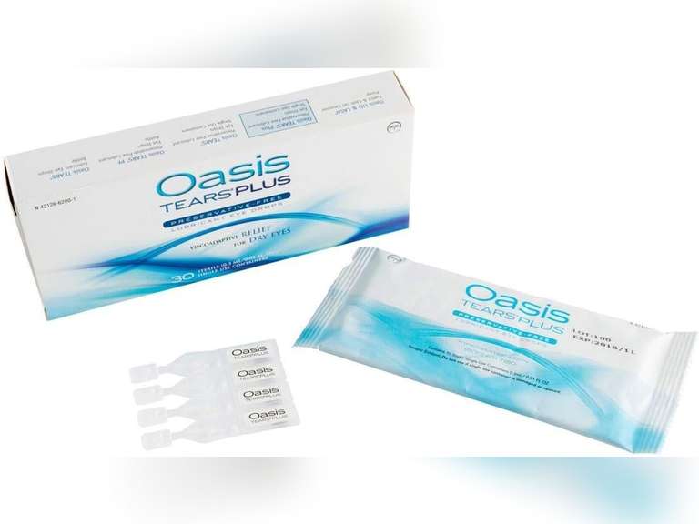 Oasis TEARS PLUS Preservative-Free Lubricant Eye Drops, 30 containers, 0.3 ML/0.01 FL OZ, 01/2026 23