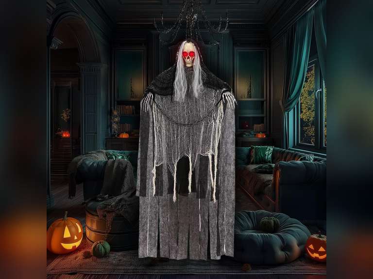 Halloween Hanging Grim Reapers, 47 inch and 2 x 35 inch, Skeleton Flying Ghosts, Haunted House Prop Decor, Indoor/Outdoor 21