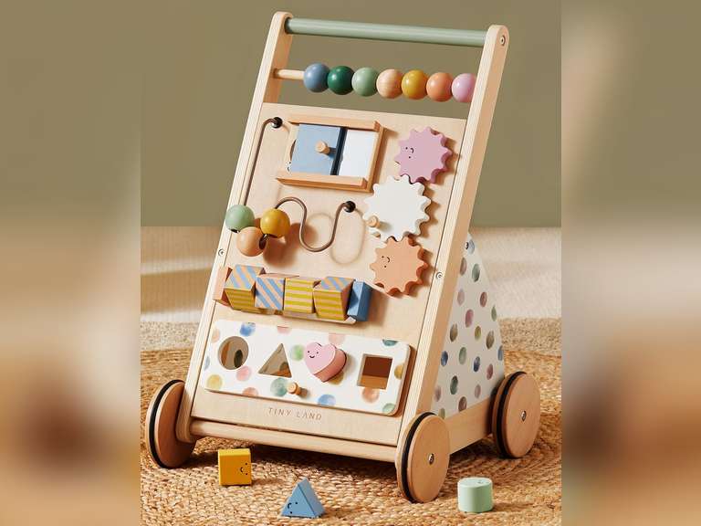 Tiny Land Wooden Baby Walker, Baby Push Walker, Montessori Walker Push Toy, Ajustable Speed Baby Walker for Boys and Girls, Baby Activity Center, Best Toys for Kids Development 90