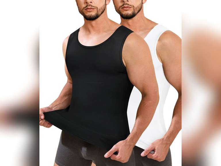 TAILONG Compression Shirts for Men Slimming Body Shaper Vest Tank Top Undershirt Tummy Control Shapewear size XL 27