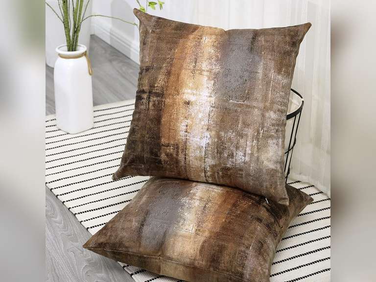 ONELZ Brown Throw Pillows and Grey Throw Pillows Decorative Pillow Covers for Couch Two Sides Printed, Fashion Style Zippered Cushion 17 X 17 Pillow Cover Set of 2,Brown and Grey 13