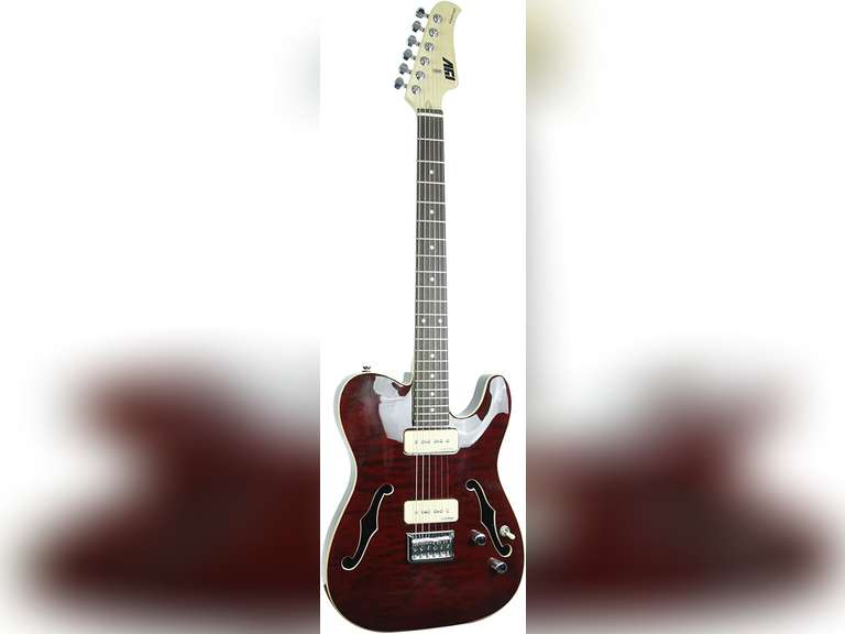 IYV 6 String ITF-400 TRD PRS Solid-Body Electric Guitar, Trans Red, Right 130