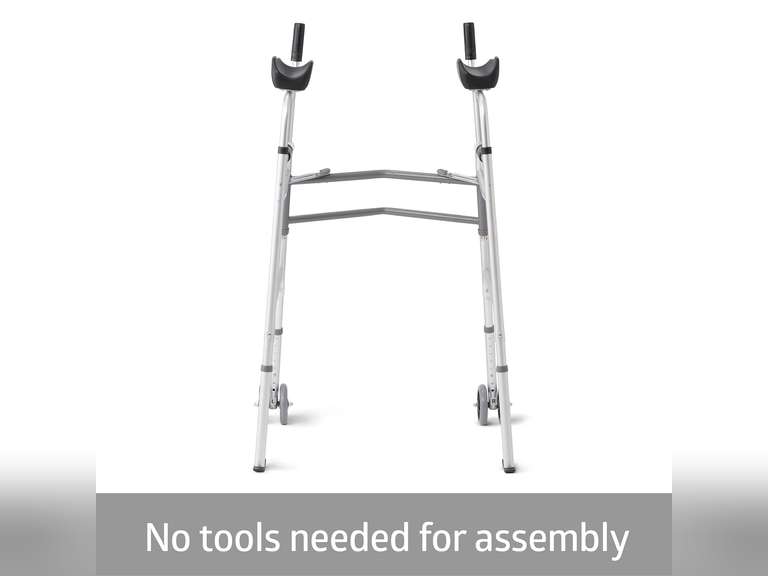 Medline Upright Walker with 5 Dual Wheels, Forearm Walker with Armrests, Height Adjustable, 300lb Weight Capacity 90