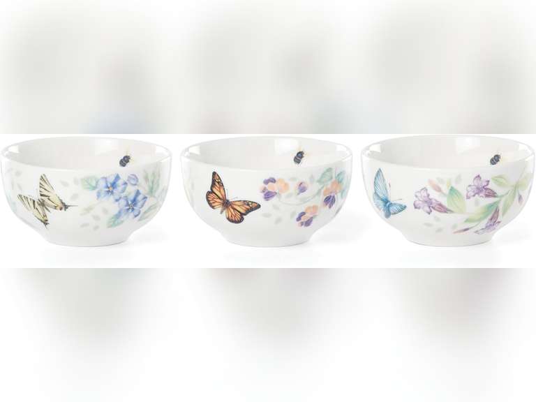 Lenox Butterfly Meadow Kitchen 3-Piece Mini Bowl Set, 1.70 LB, Multi 19