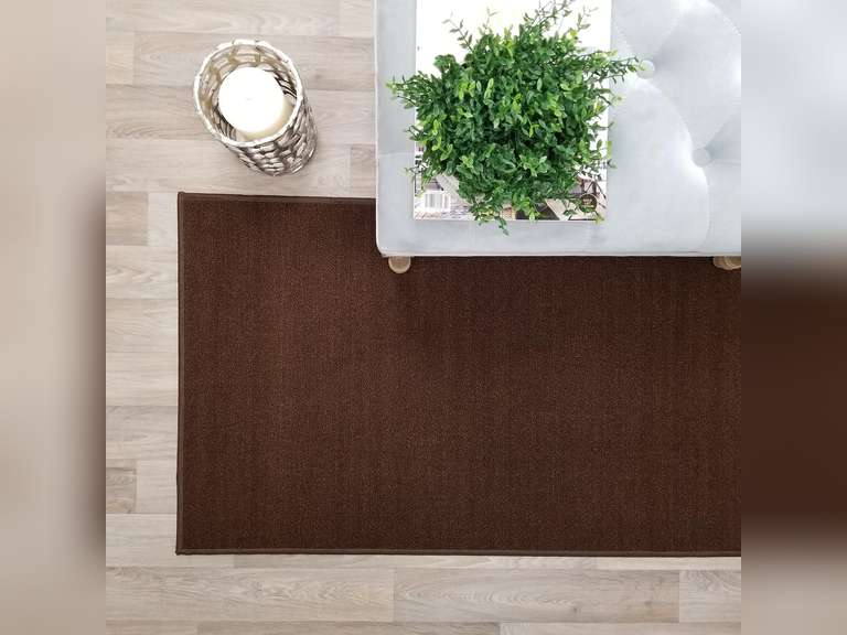 Custom Size Brown Solid Plain Rubber Backed Non-Slip Hallway Stair Runner Rug Carpet 22 inch Wide Choose Your Length 22in X 6ft 33