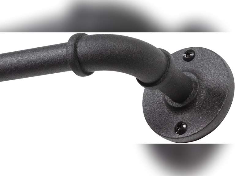 Kenney Adler Indoor/Outdoor Black Curtain Rod, Adjustable Curtain Rod for Windows 28 to 48 Inches, Outdoor Curtain Rod for Patio, Textured Pipe Industrial Curtain Rod 17