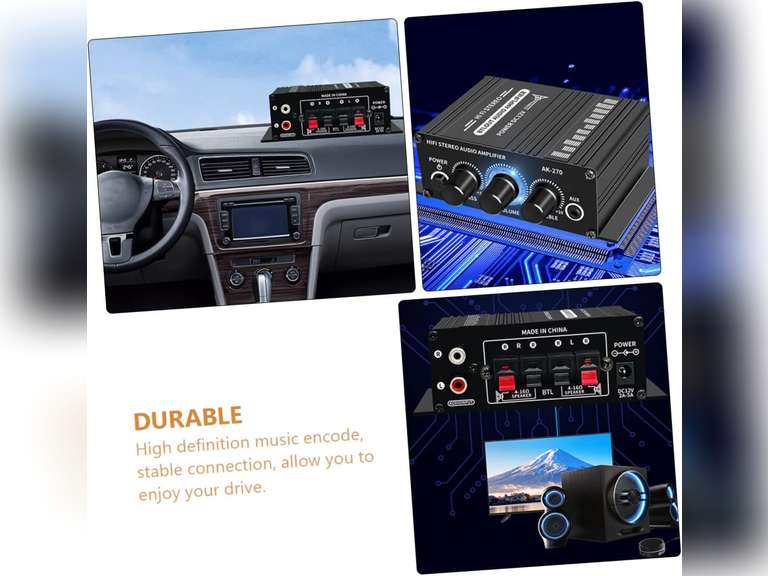 12v Mini Amplifier Digital Audio Amp for Passive Speaker Stereo Surround Effect Easy to Use 16