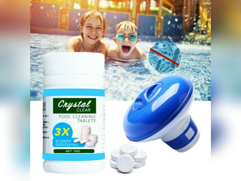 100 Tablet Pool Cleaning Tablet and Floating Chlorine Hot Tub Chemical Dispenser 11