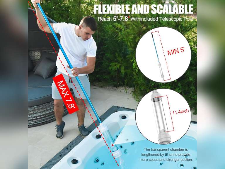 Spa Vacuum Compatible With 6250 Paradise Power - Self-Contained, No Pumping, Batteries - Picks up Rocks, Pennies, Beach Sand in Hot Tub, Above Ground Pool 45