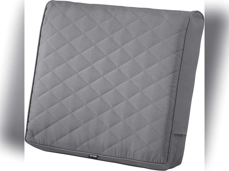 Classic Accessories 62-024-GREY-EC Montlake FadeSafe Quilted Back Cushion, Grey, 21" W x 20" Thick x 4" D 56