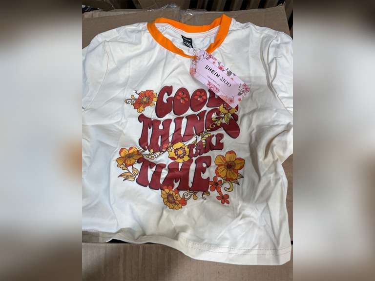 Women's T-Shirt Slogan Graphic Contrast Binding Crop Tee T-Shirt for womenSEIBES size S 45