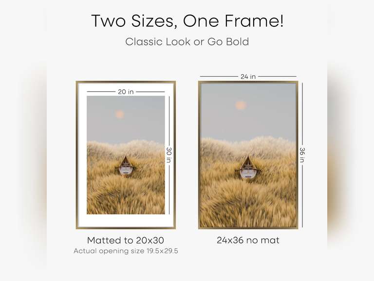 Homeforia 24x36 Picture Frame Bronze, High End Metal 24 x 36 Large Poster Frames with Mat 20 by 30 Photo, 24x36 Brass Frame Matted to 20x30 Print, 36x24 Thin Frames, Tempered Glass, Wall Kit, Set of 1 (see picture) 115