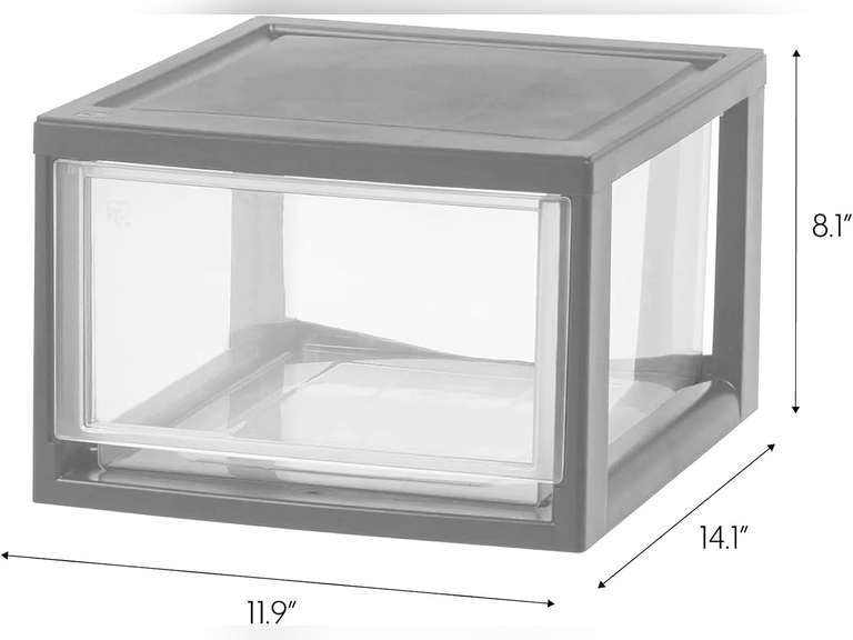 14 Qt Medium Plastic Drawers, Under Bed Storage Bins, Stackable, Modular 16
