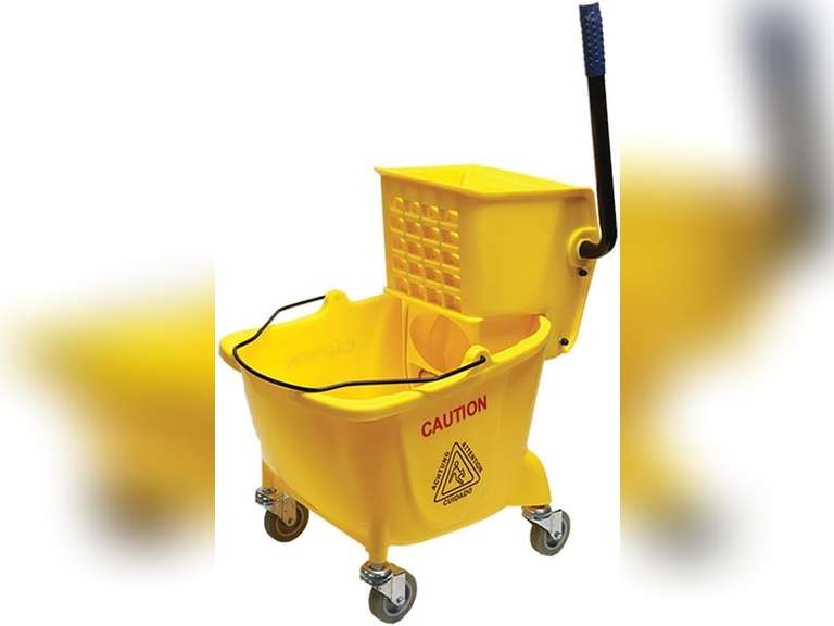 Simpli-Magic Side Press Wringer Combo Commercial Rectangular Mop Bucket on Wheels, 35-Quart, Yellow 65