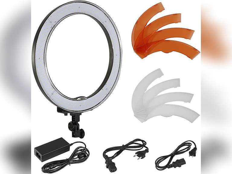 Neewer 18-Inch Ring Light, 55W Dimmable 5500K Light with 240 LEDs Color Filter, Soft Tube and Carrying Bag for YouTube, TikTok, Selfies and Photography, Compatible with Camera and Smartphones 82