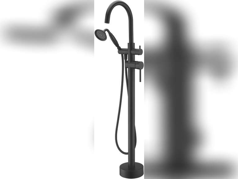 Tub Filler Freestanding Bathtub Faucet Black Floor Mounted Brass Bathroom Tub Faucets with Hand Shower 296